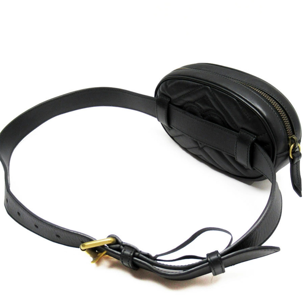 Gucci Leather Belt GG Marmont Waist Black Bag Black
